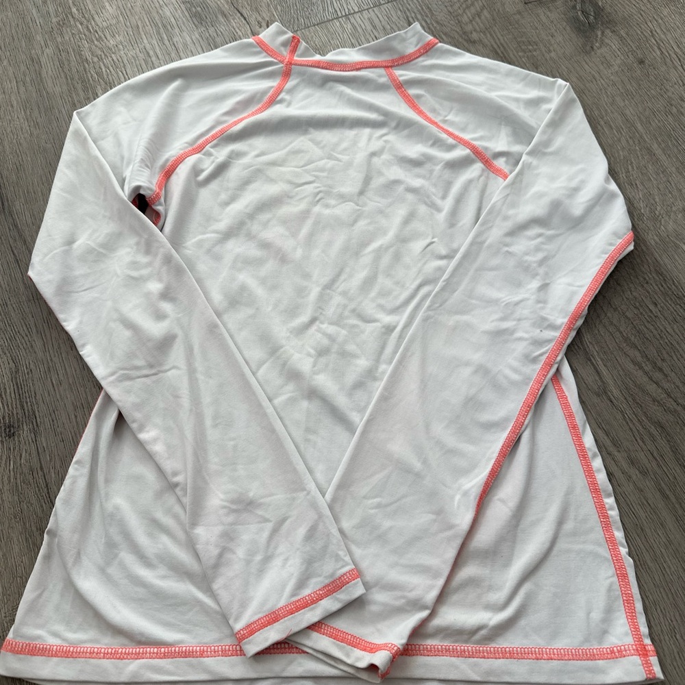 Billabong Cream and Coral Rashguard White Accent Top - Picture 2 of 4